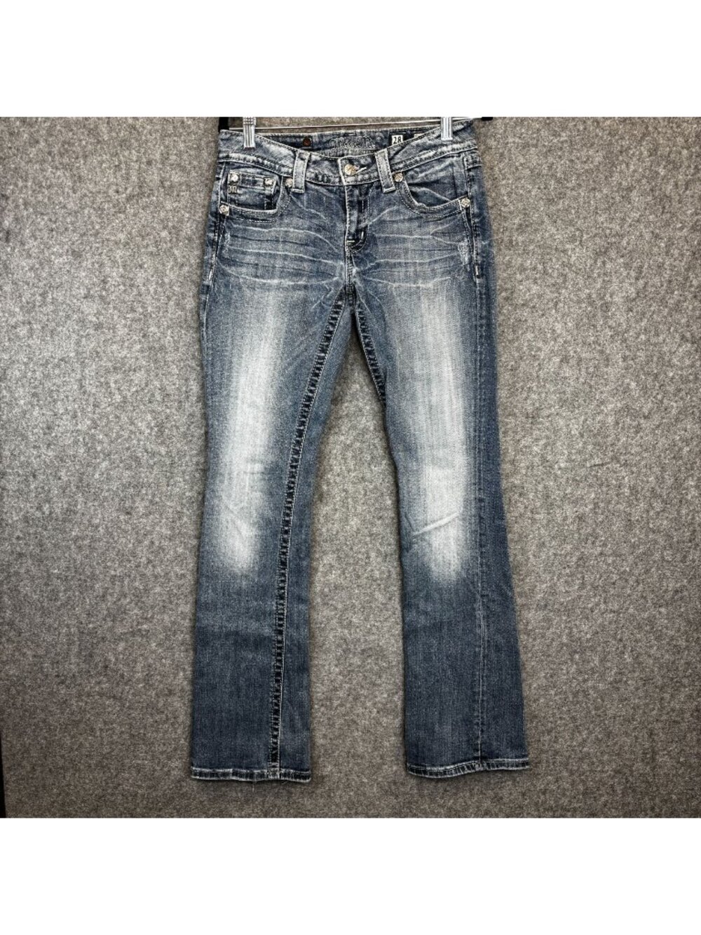 Miss Me Womens Size 28 Bootcut Jeans Embellished Size Distressed Blue Denim